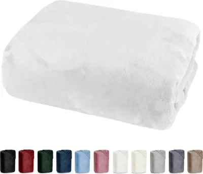 Produktbild von heimtexland ® Luxus Spannbettlaken Cashmere Touch Soft Spannbetttuch Nicky Plüsch Teddy Typ585 Weiß 150 cm x 200 cm