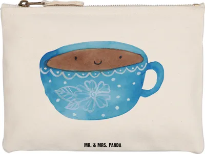 Produktbild von Mr. & Mrs. Panda Pouch Kaffee Tasse Grösse XL Große - Weiß - Geschenk, beauty case, Kulturbeutel, Genuss, Schminktasche, Liebe, toiletry bag, Lustige Sprüche, Glücklich