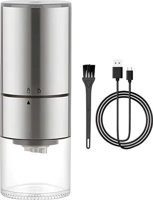 Produktbild von Elektrische Kaffeemuehle fuer leises Mahlen, 25?g Bohnenkapazitaet, Edelstahlkern, wiederaufladbar, Typ C, stufenlos einstellbare Grobheit, Mahlwerk mit Reinigungsbuerste