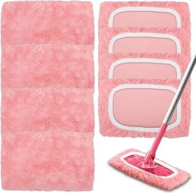 Produktbild von 8 Bodentücher für Swiffer Sweeper Mop, 25,4 x 11,5CM Trockene/Feuchte Bodentücher, Wiederverwendbar und Ideal für Swiffer Bodenwischer Wet & Dry Starter, Rosa
