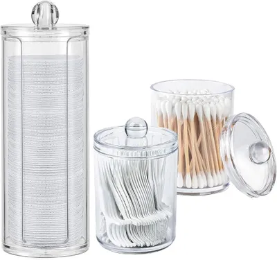 Imagen del producto de Conjunto de organizadores transparentes de Wattepads, de 3 piezas, fabricados en acrílico, ideales para baños y tocadores