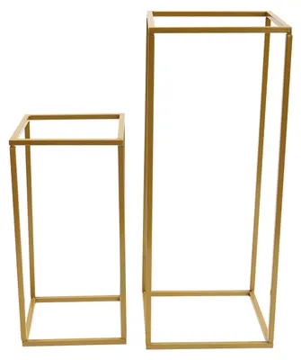 Produktbild von Backdrop-Ständer - Rechteckiges Blumenständer-Set - 4-teilig - Metall - Gold - Für Hochzeit und Geburtstagsfeier