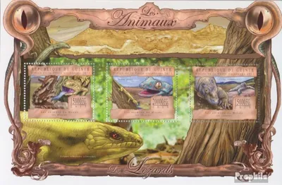 Produktbild von Briefmarken Guinea 2013 Mi 9813-9815 Kleinbogen (kompl. Ausgabe) postfrisch Eidechsen(Tiliqua scincoides scincoides)