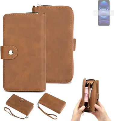 Produktbild von K-S-Trade Handyhülle Schutzhülle kompatibel mit Xiaomi Redmi Note 12 & Portemonnee Tasche Handytasche Case Etui Geldbörse Wallet braun (1x)