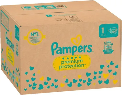 Obrázek produktu pro Pampers® 8006540705513 měsíční balení plenek premium protection™ velikost 1 (2-5 kg) pro novorozence (0-3 měsíce), 180 ks.