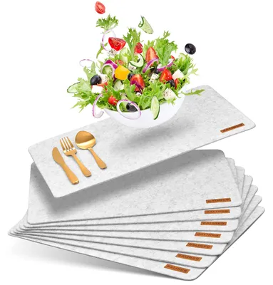 Filz-Platzset, abwaschbar, hitzebeständig, 8er-Set, hellgrau, 44x32 cm
