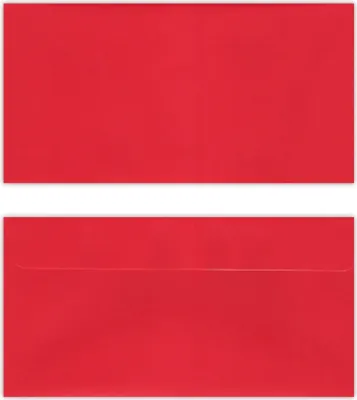 Produktbild von 25 Stück farbige Premium Briefumschläge Briefhüllen Kuvert, Caribic Cadmium Rot, DIN Lang (110 X 220mm), ohne Fenster, haftklebend, 90g/m² - Karibik Umschläge Kadmium