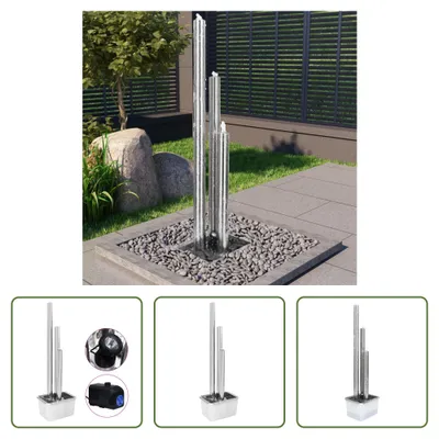 Produktbild von The Living Store Gartenbrunnen Silbern 48x34x153 cm Edelstahl