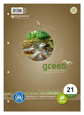 Immagine prodotto di Ursus Green 040770021 Ringbucheinlage LIN21 A4 50 Blatt 70g/qm 9mm liniert