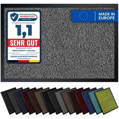 Produktbild von Gentle North Hochwertige Fußmatte hellgrau 90x150 groß für Innen & Außen - Schmutzfangmatte rutschfest, waschbar & wetterfest
