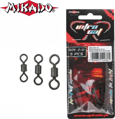 Produktbild von 5 "MIKADO CATFISH" schwarz matte Wallerwirbel Welswirbel #3/0 - 100kg