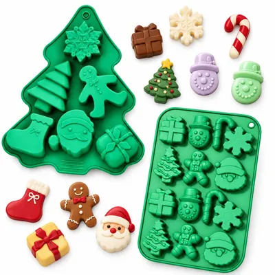 2er Set Weihnachts-Silikonformen für Schokolade & Gelee
