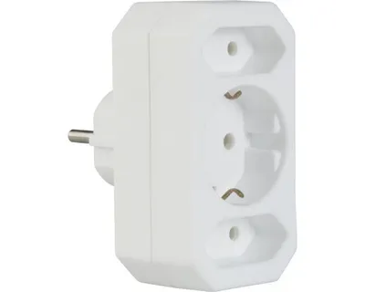 Immagine prodotto di Adattatore multipresa europea con protezione, bianco, con 2 prese europee e 1 presa con contatto di protezione