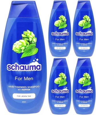 Produktbild von 5er Pack Schauma Men Shampoo Hopfen 400ml – Kräftigendes Shampoo mit Hopfen-Extrakt – Vorratspackung für normales Haar