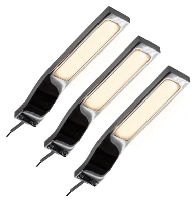 Produktbild von kalb | LED Aufbauleuchte 3W 3000K/ 4000K Schrankleuchte Set inkl. Netzteil 3er Set warmweiß verchromt