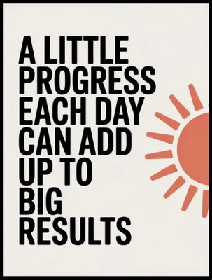 Produktbild von Plakat 60x80cm Motivationsaffirmation Retro Vintage für das Wohnzimmer Little Progress
