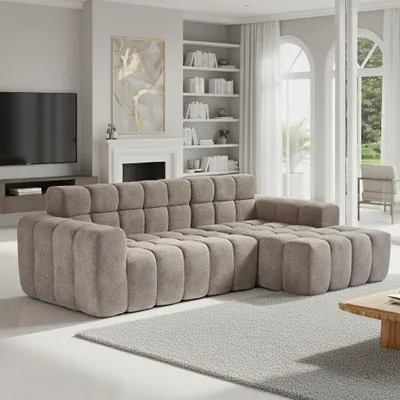 Produktbild von Modernes-Ecksofa,Klassische Sofas mit Armlehnen,Modulares Sofa,Kubisches Sofa-Design,Wohnzimmersofa,Schlafsofa,für Wohnzimmer und Schlafzimmer,Khaki