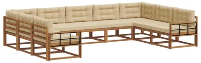 Zdjęcie produktu dla vidaXL Zestaw mebli ogrodowych, sofa i fotele, 9 sztuk, kolor naturalny i beżowy