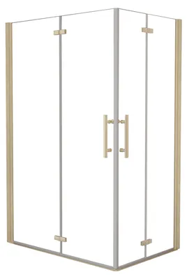 Produktbild von Duschspa Eckdusche 100x90x195cm Gold gebürstet Falttür Duschkabinen 6mm NANO ESG-glas Pendeltür Duschtür