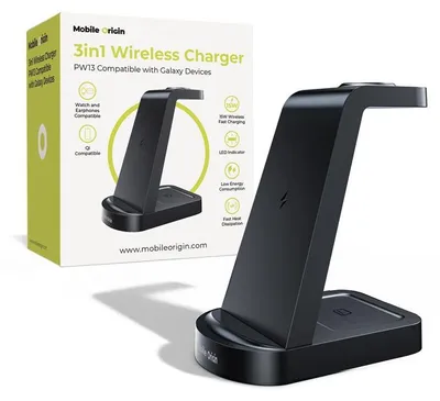 Image de Chargeur sans fil 3-en-1 Mobile Origin Pw13, compatible avec Samsung