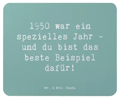 Produktbild von Mr. & Mrs. Panda Mauspad Spruch 1950 Geburtstag - Meeresbrise - Geschenk, geboren in, Mouse Pad, notebook, Mousepad, gummi, Alter, wundervolle Menschen, pc mausunterlage