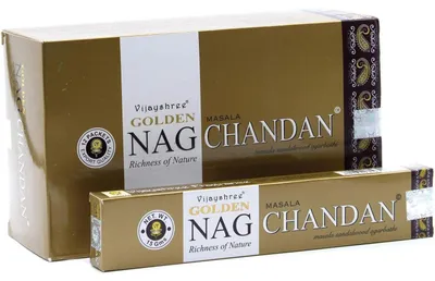 Image de Baguettes d'encens Golden Nag, bois de santal (Chandan), 180g (12 x 15g)