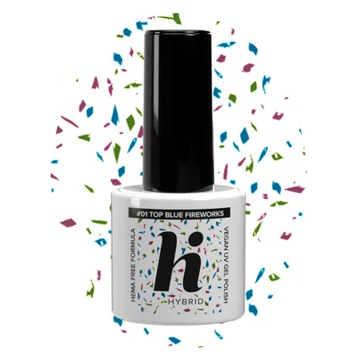 Obrázek produktu pro Hi Hybrid HEMA Free Top for No Wipe Hybrid Varnish #01 Blue Fireworks 5ml