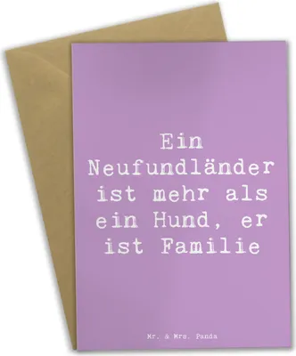 Produktbild von Mr. & Mrs. Panda Grußkarte Spruch Neufundländer Familie - Lavendeltraum - Geschenk, geduldig, Eigenschaften, loyal, osterkarte, Grußkarten, Hunderasse, Hunderassen Pflege