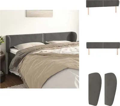 Immagine prodotto di vidaXL Testiera con orecchie grigio scuro 203x23x78/88 cm in velluto - Testate e piedi