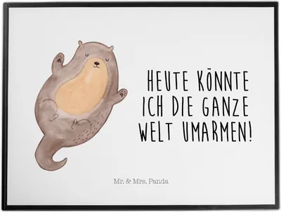 Produktbild von Mr. & Mrs. Panda tischauflage Otter Umarmen - Weiß - Geschenk, gut Gelaunt, Hallo, glücklich, Unterlage Schreibtisch, Schreibunterlage, Optimistisch, malunterlagen