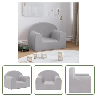 Productafbeelding van Living Store Kinderbankje, lichtgrijs, zachte pluche bekleding