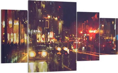 Produktbild von Bild auf Leinwand - Leinwandbild - Stadt Nacht Straße - 160x90cm - Wand Bild - Wanddeko - Leinwanddruck - Bilder - Kunstdruck - Wanddekoration - Leinwand bilder - Wandkunst - DL160x90-3762