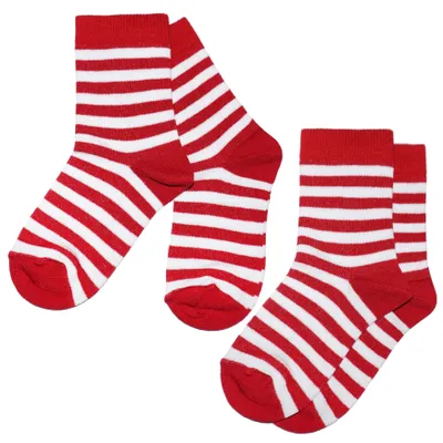 Produktbild von Kinder Socken 2-er Pack aus Baumwolle Farbige Ringel Rot Größe 23-26