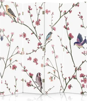 Produktbild von Paravent - Raumteiler Songbirds - Dekorativer Raumtrennercm. 145x170 (4 x)