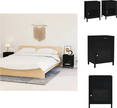 Produktbild von vidaXL Nachttische 2 Stk. Schwarz 40x30x54,5 cm Stahl und Glas -  Nachttische