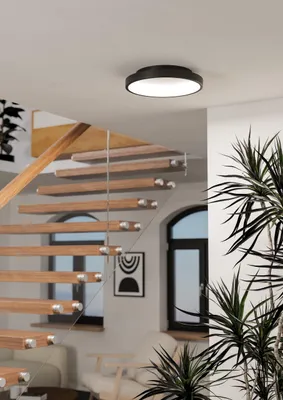 Imagen del producto de Eglo LED Smart Deckenleuchte Lortello-z Schwarz Ø35cm 19,6W 2430lm RGBTW 2700K-6500K Dimmbar App Google Alexa Bluetooth ZigBee Matter