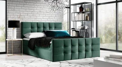 Produktbild von Gepolstertes Boxspringbett IVANA 1 LUX – 180x200, Grün + GRATIS Topper