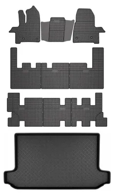 Image de Tapis de sol en caoutchouc pour Ford Transit Custom I depuis 2013 (9 places) – 10 pièces, noirs, sur mesure – Wielganizator SolidPRO