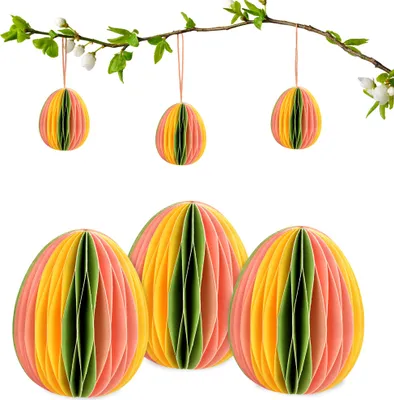 Produktbild von Bunte Osterdeko, 6er Set Dekohänger Ostereier aus Papier