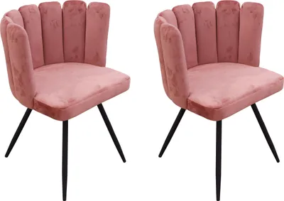 Image de Chaise Ariel Velours Rose - Lot De 2