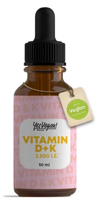 Produktbild von YesVegan® Vitamin D3 K2 Tropfen 2500 IE hochdosiert MCT 50 ml