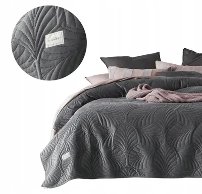 Produktbild von Room99 Feel Bettüberwurf Velours Steppdecke Dunkelgrau 240x260 cm