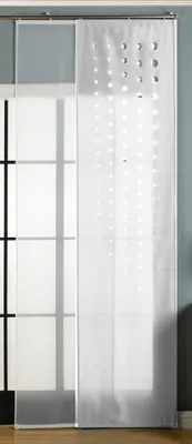 Produktbild von 2er-Pack Schiebegardine Flächenvorhang, Toledo Weiß , 245x60 cm (HxB)  Lasercut Wildseide Optik Voile inkl. Paneelwagen und Beschwerungsstangen, 1656100