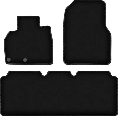 Image de Tapis de sol velours sur-mesure pour Renault Espace IV (2002-2014, monospace) noir, jeu 3 pièces, fixations