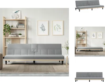 Zdjęcie produktu dla vidaXL Sofa rozkładana z uchwytami na kubki jasnoszara tkanina - Sofy