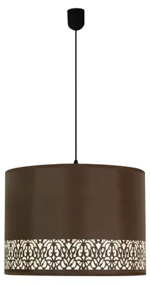 Zdjęcie produktu dla Lampa wisząca brązowy abażur Arabesca czarno-brązowa 1xE27x60W tkanina wym:90x33x33cm IP20 Candellux