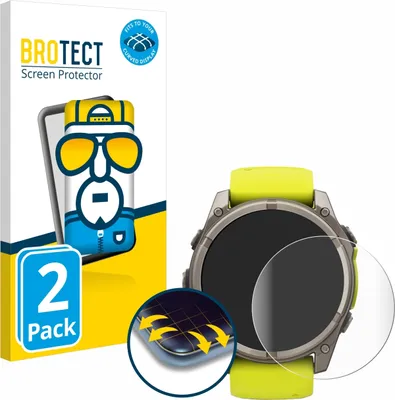 Produktbild von 2x BROTECT Fullscreen Schutzfolie für Garmin Fenix 8 Solar (51 mm) Displayschutz Folie Fullcover Klar Transparent