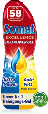 Produktbild von Somat Excellence Duo Power Gel Zitrone & Limette, 1x 58 Spülgänge