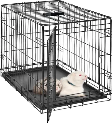 Produktbild von Kleintierkäfig - Hamsterkäfig aus Metallgitter - Faltbar - Herausziehbare Bodenwanne - Eisen - Größe S - Schwarz