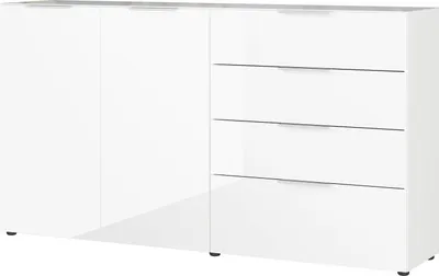 Produktbild von Sideboard - 184 x 102 cm - 2 Türen - 4 Schubladen - Weiß - Glas